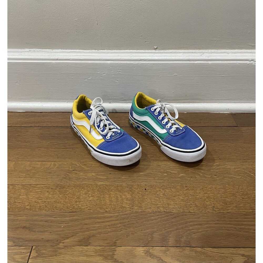Big Kids Vans Old Skool Colorblock Check Skateboarding Sneakers Shoes Size 13